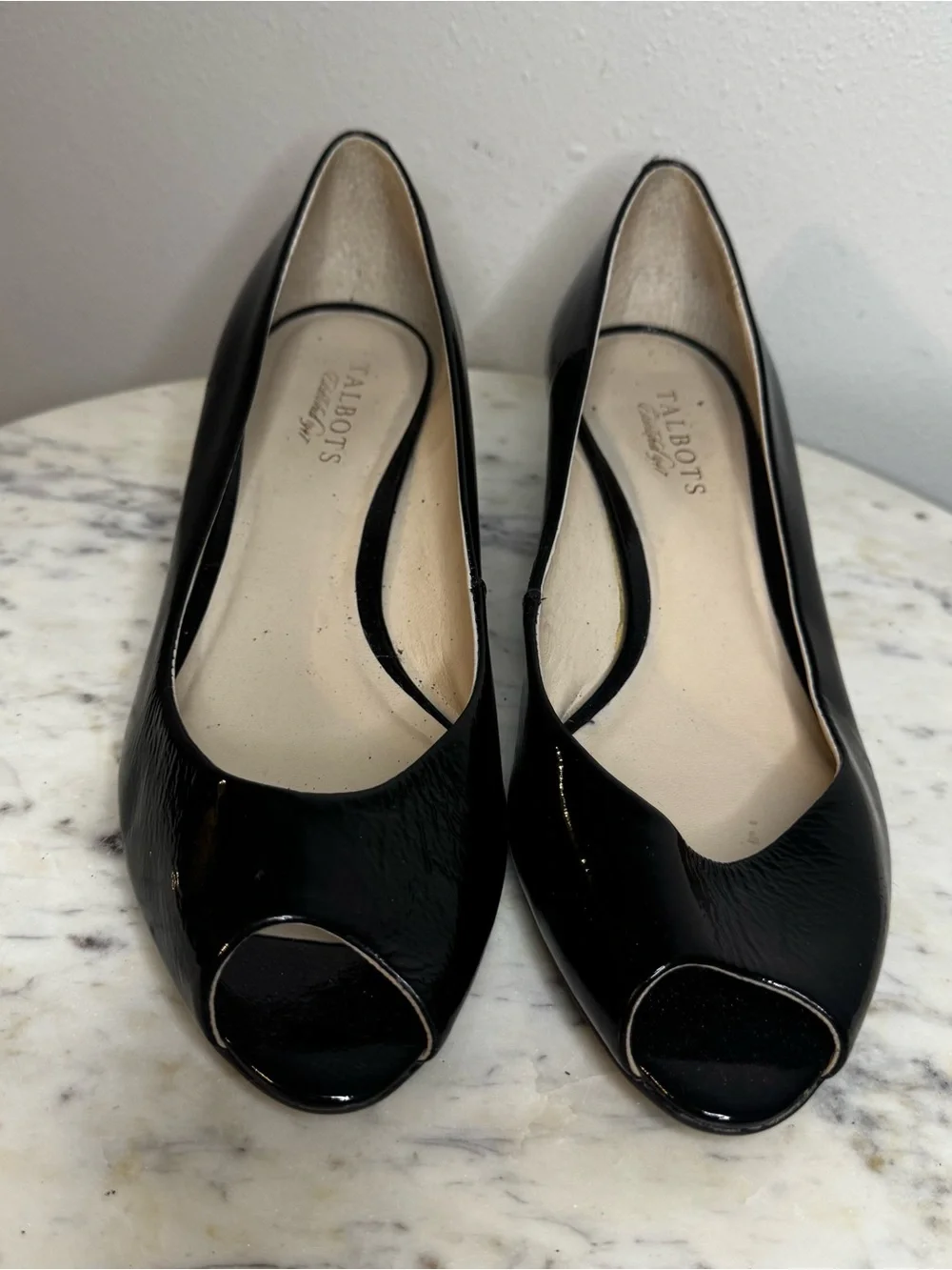 Talbots Wedges Size 9 black Patent Leather Made in Brazil
